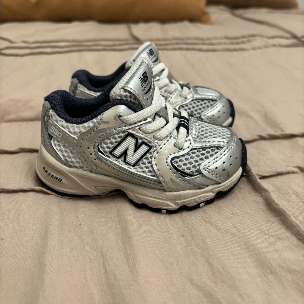 New Balance Kids' Silver and Black Sneakers